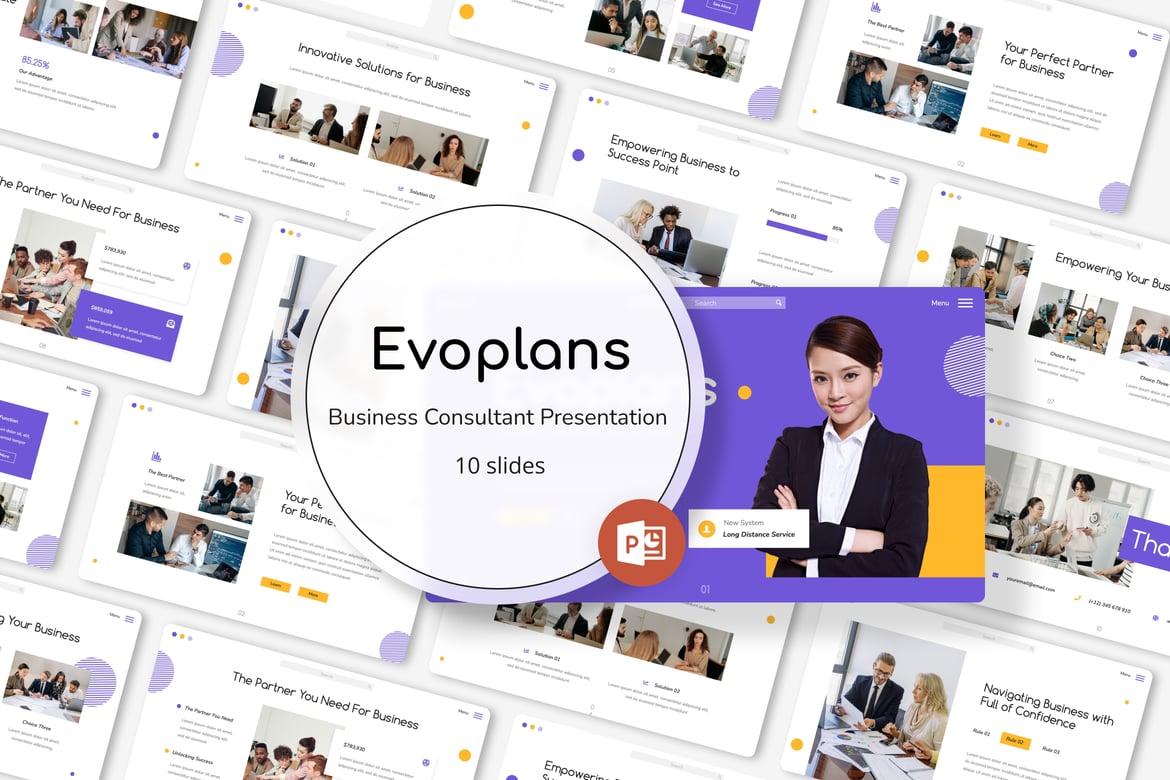 Evoplans - Template PowerPoint Konsultan Bisnis yang Menarik