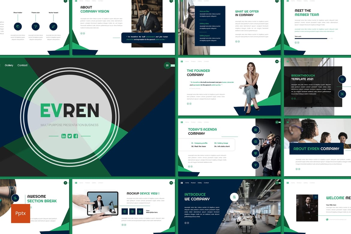 Evren - Template Powerpoint Bisnis yang Kreatif dan Minimalis