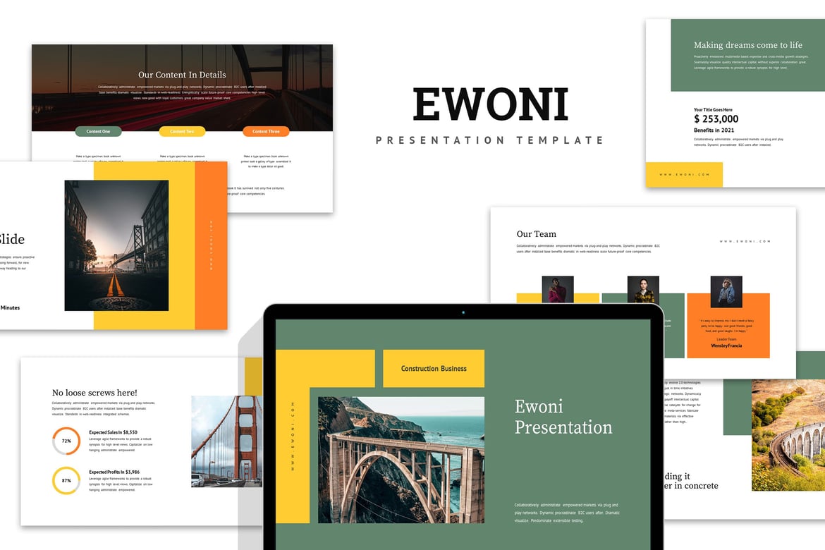 Ewoni: Template Presentasi PowerPoint untuk Bisnis Konstruksi yang Menarik