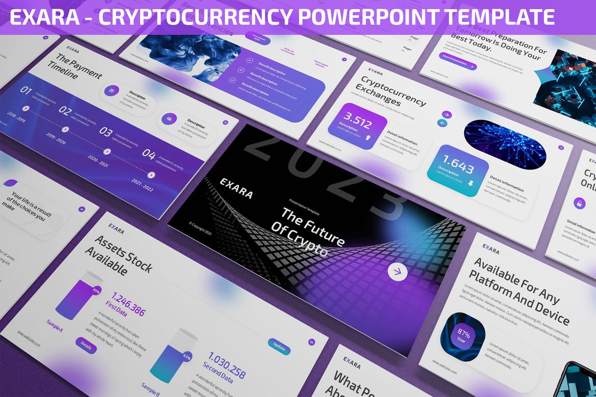 Exara - Template PowerPoint Cryptocurrency yang Futuristik dan Menarik