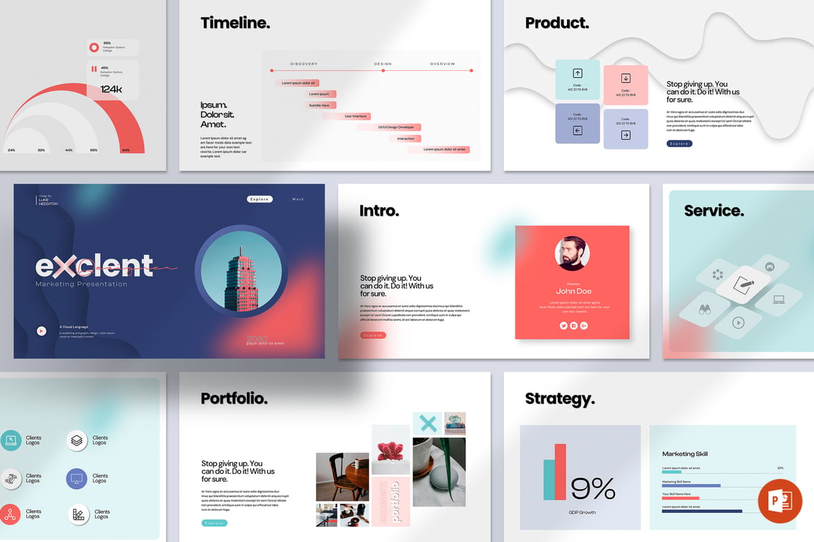 Template PowerPoint Pemasaran Profesional yang Menarik