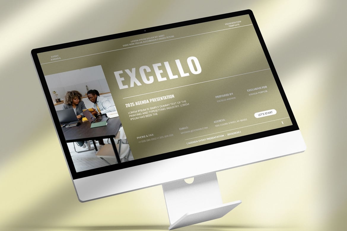 Excello - Template PowerPoint Agenda Bisnis yang Menarik
