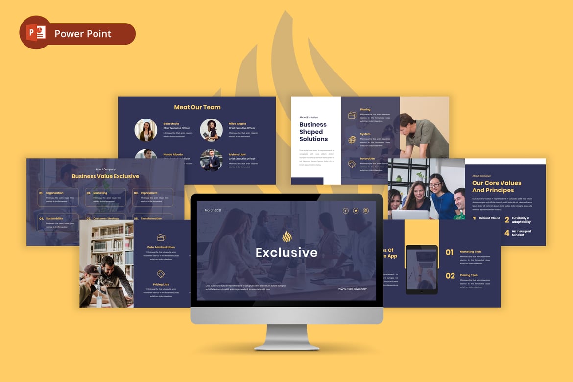 Template PowerPoint Laporan Bisnis Eksklusif yang Menarik