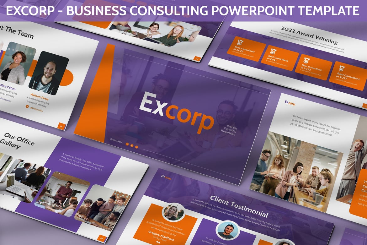 Template Powerpoint Konsultasi Bisnis Excorp yang Dinamis dan Menarik