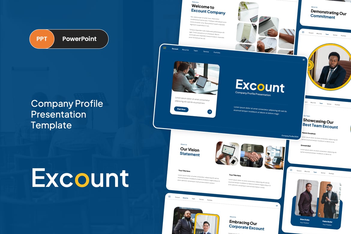 Excount - Template PowerPoint Profil Perusahaan yang Menarik
