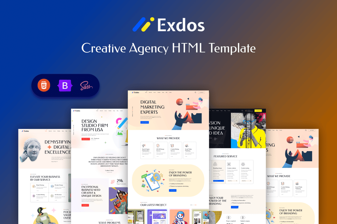 Exdos - Template Website Agensi Kreatif yang Menawan