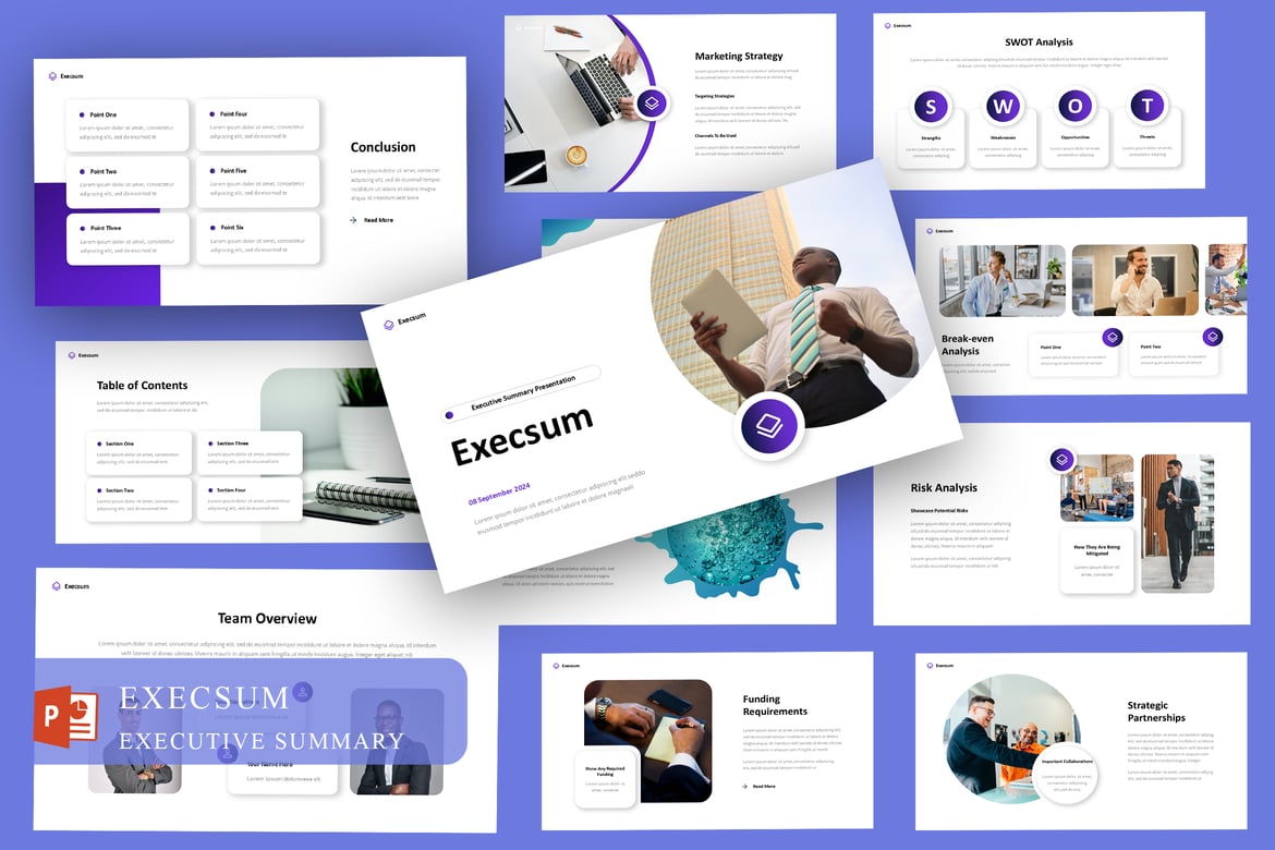 Template PowerPoint Ringkasan Eksekutif yang Menarik dan Profesional