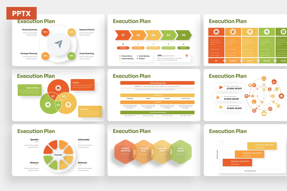 Template PowerPoint Infografis Rencana Eksekusi yang Memukau