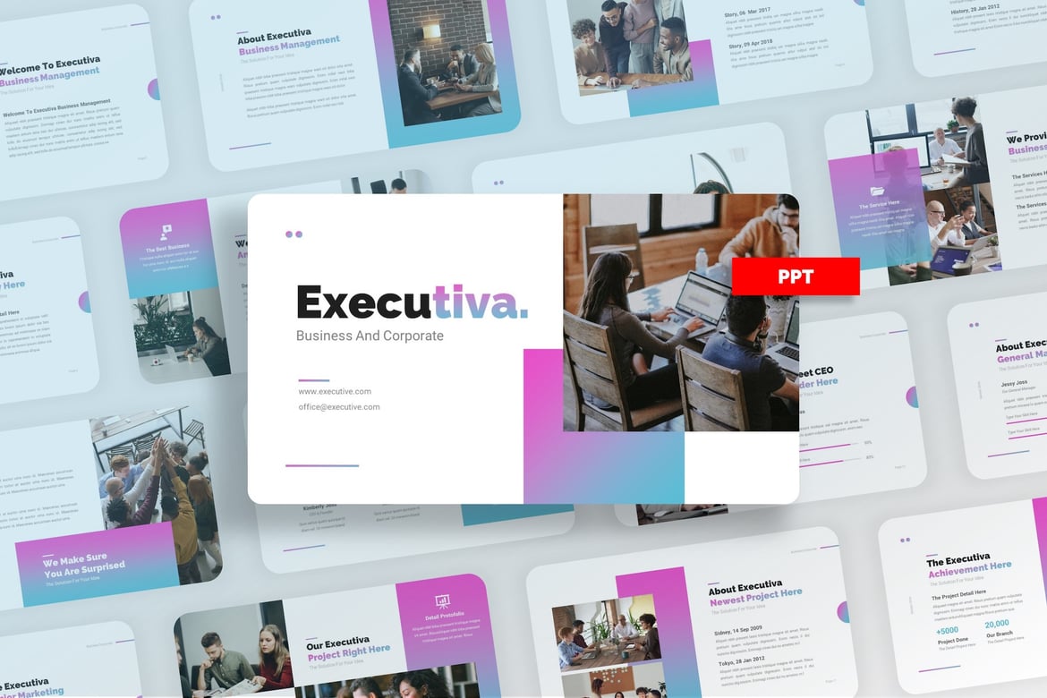 Template PowerPoint Bisnis Executiva yang Kreatif dan Profesional