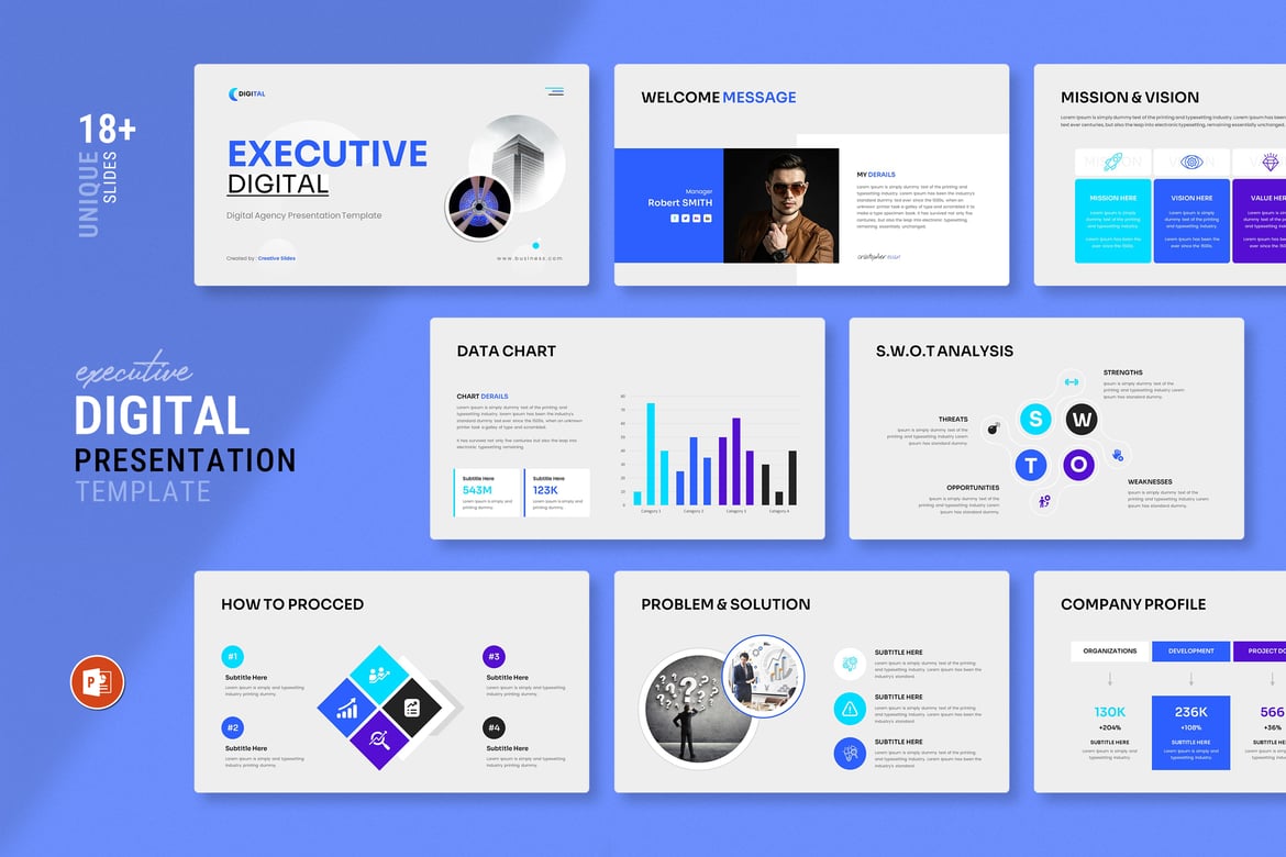 Template Presentasi PowerPoint Eksekutif yang Modern dan Profesional