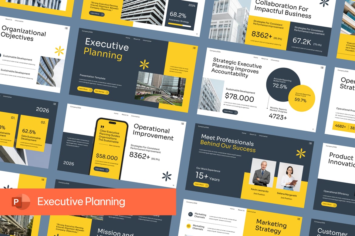 Template PowerPoint Rencana Eksekutif yang Profesional