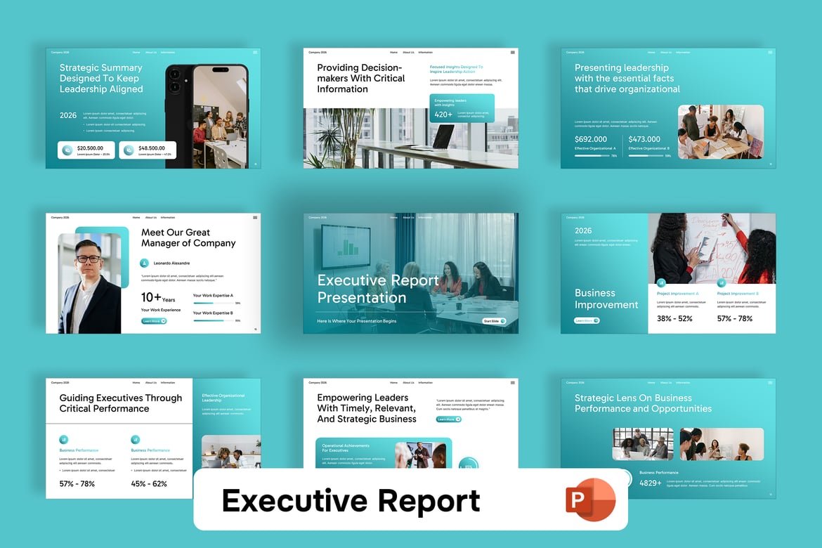 Template Presentasi PowerPoint Laporan Eksekutif yang Profesional