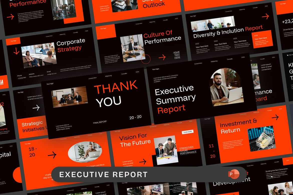 Template Presentasi PowerPoint Laporan Eksekutif yang Profesional