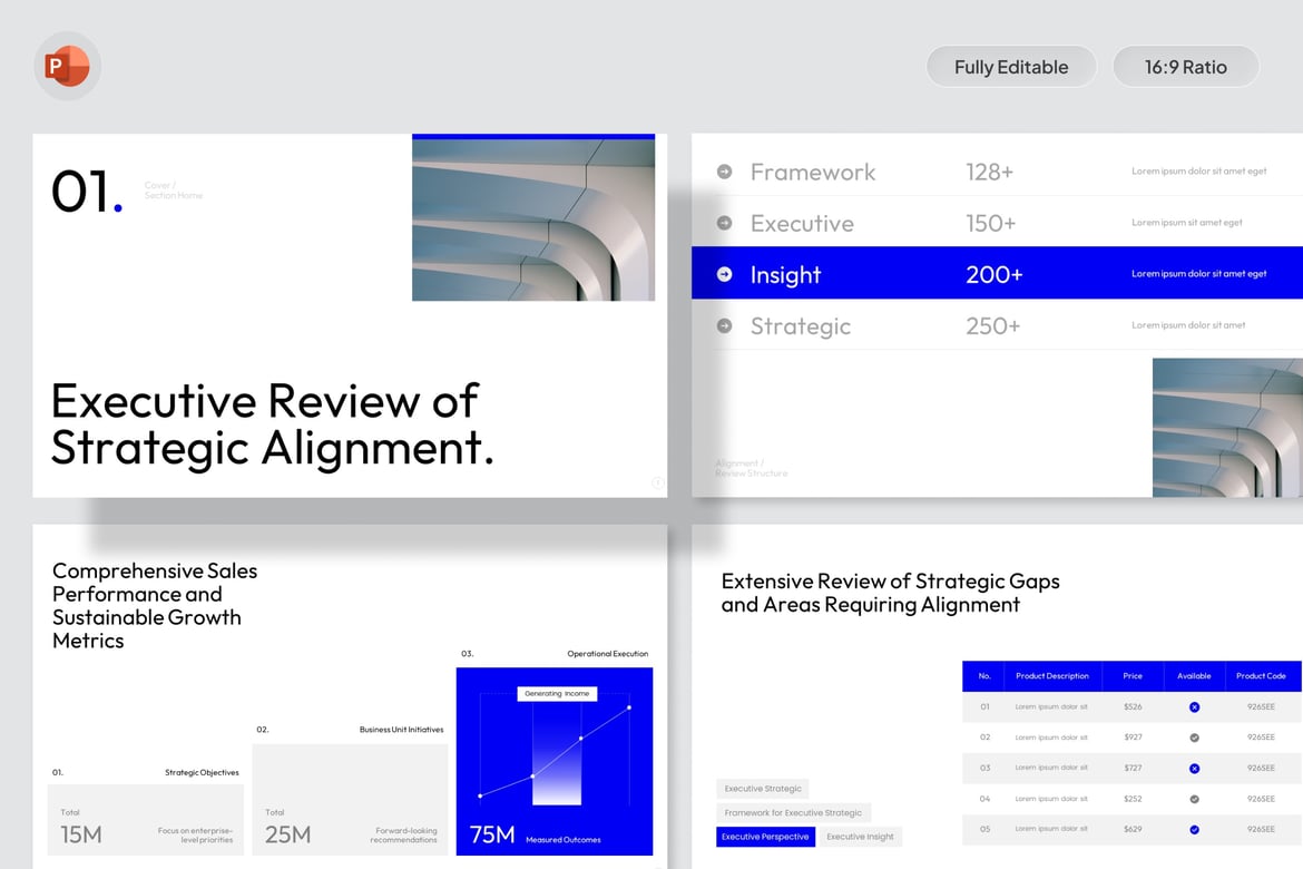 Template PowerPoint untuk Tinjauan Eksekutif Strategis yang Efektif
