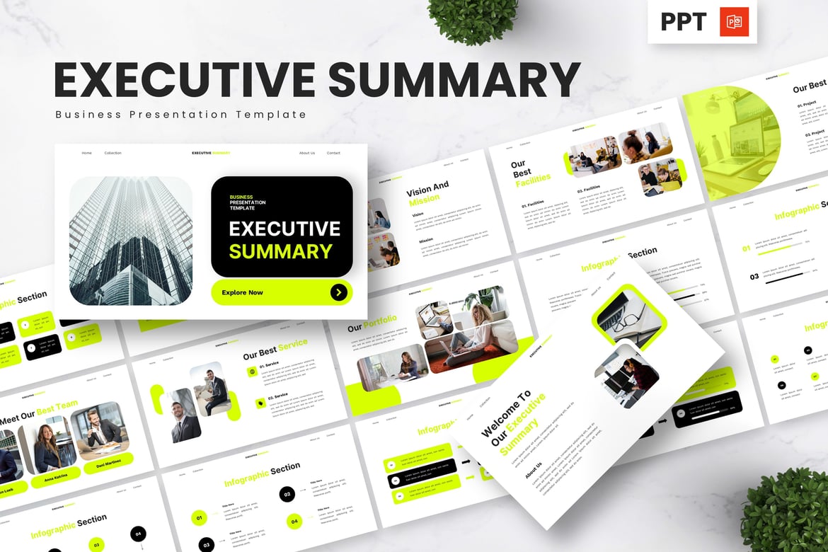 Template Powerpoint Ringkasan Eksekutif yang Profesional dan Menarik