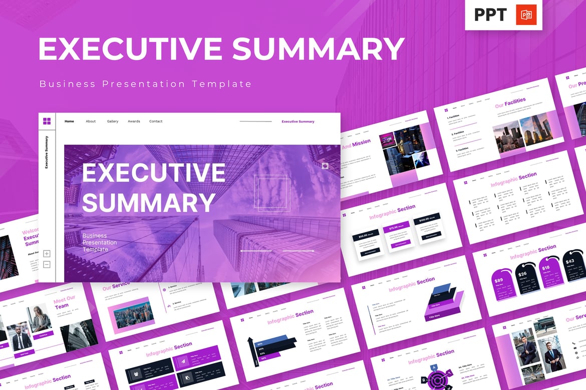 Template Powerpoint Rangkuman Eksekutif untuk Presentasi Bisnis yang Profesional