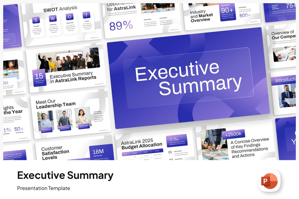 Template PowerPoint Rangkuman Eksekutif yang Menarik