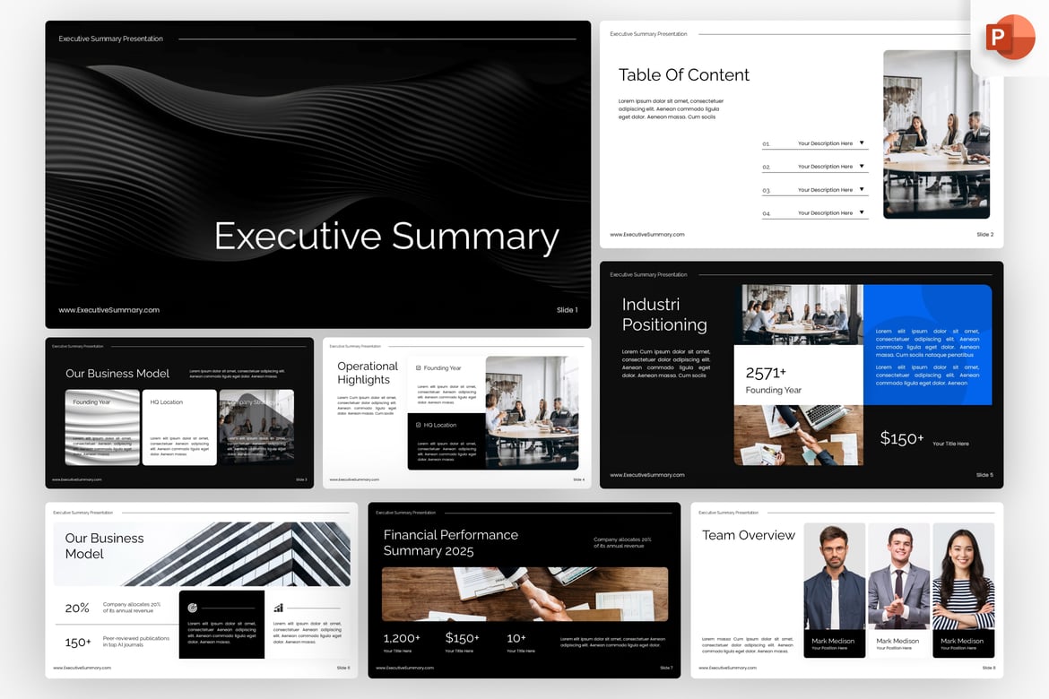 Template PowerPoint Ringkasan Eksekutif yang Profesional dan Menarik