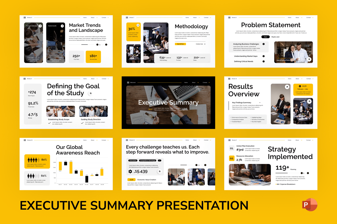 Template Presentasi PowerPoint Rangkuman Eksekutif
