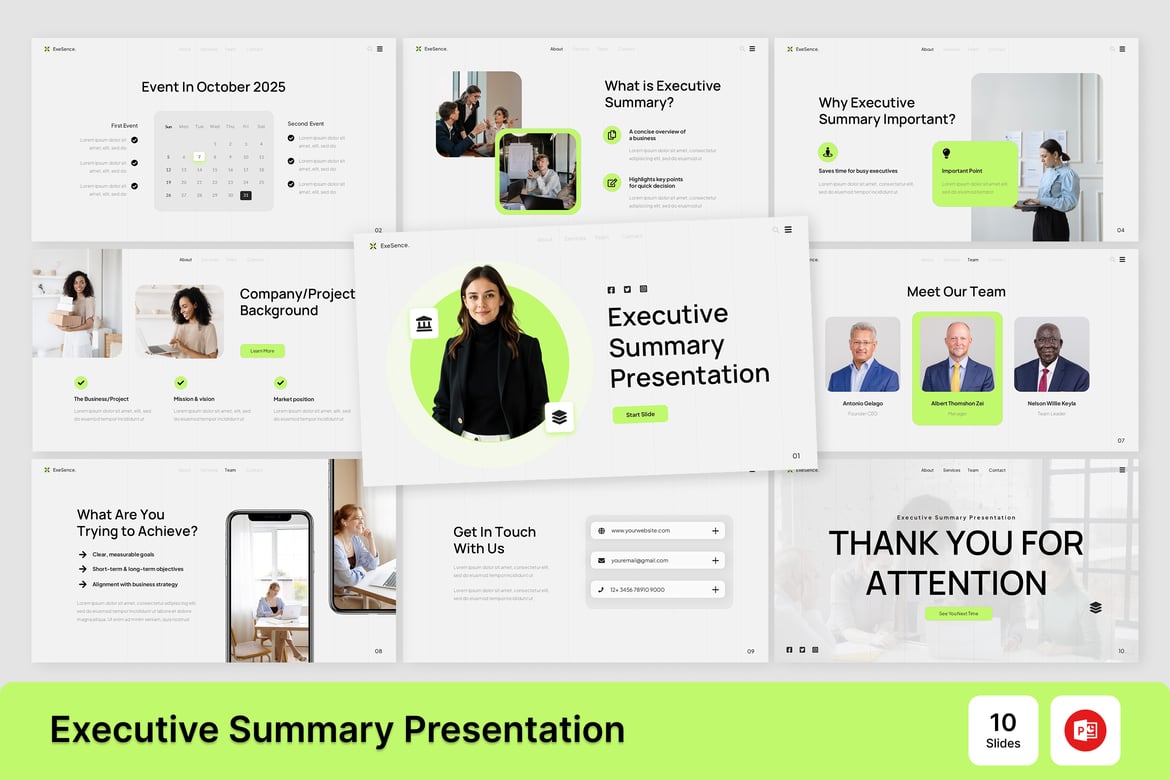 Template PowerPoint Rangkuman Eksekutif yang Menarik