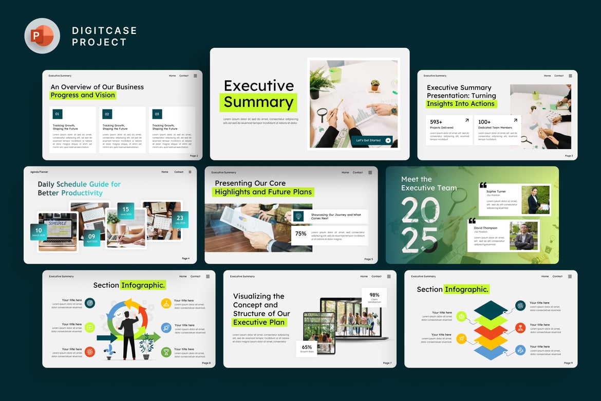 Template PowerPoint Ringkasan Eksekutif yang Profesional dan Modern