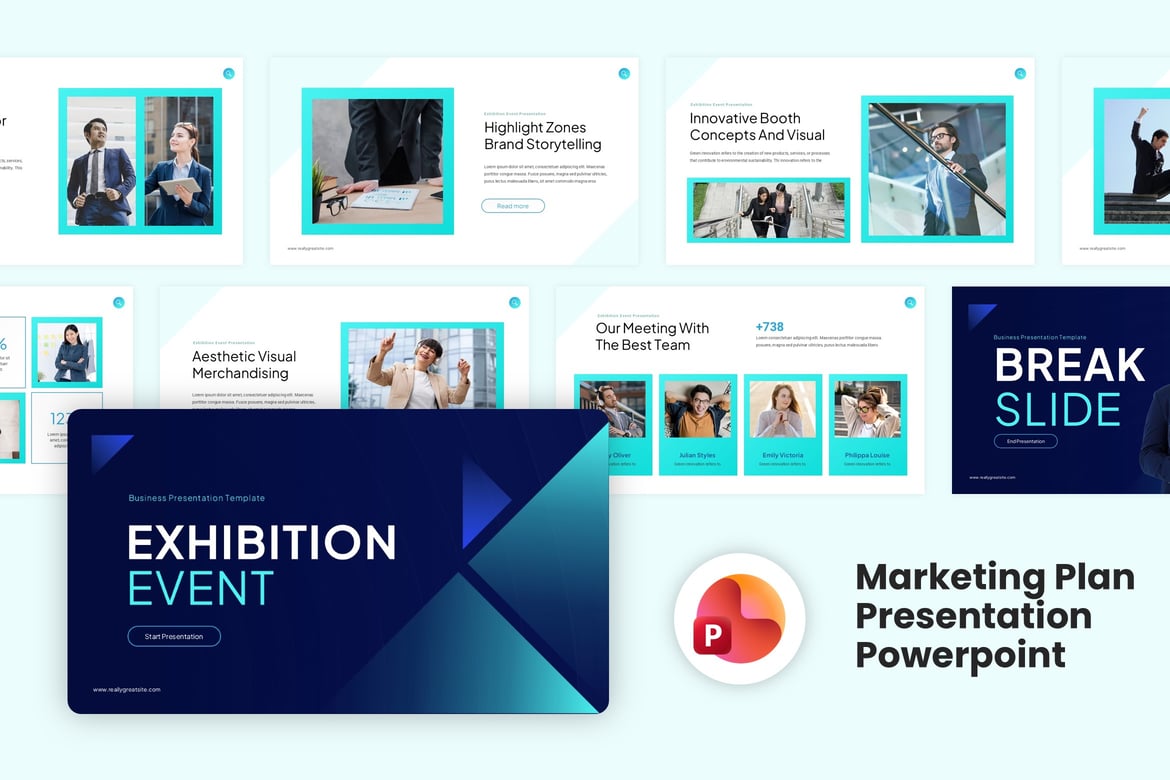 Template Powerpoint Presentasi Acara Pameran yang Kreatif