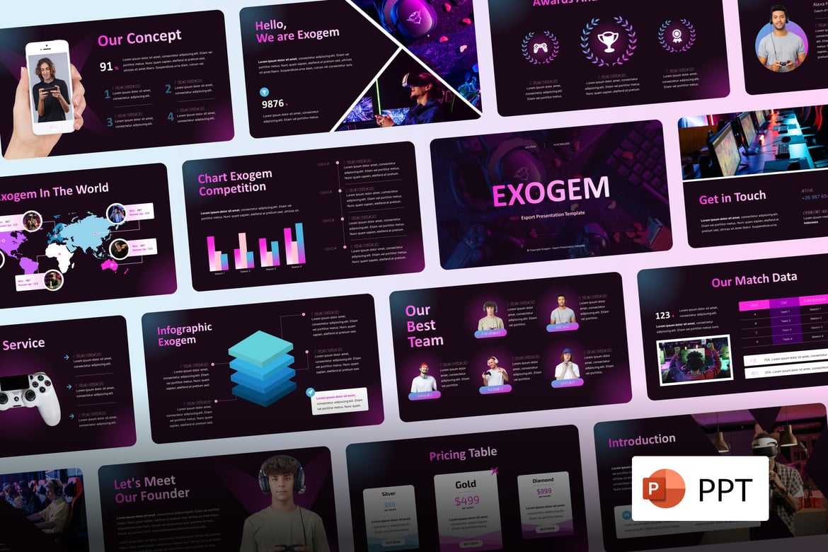 Template Powerpoint E-Sport Exogem yang Menarik dan Profesional