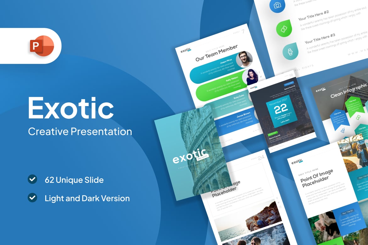 Template PowerPoint Portrait Kreatif dan Eksotis untuk Presentasi Menarik