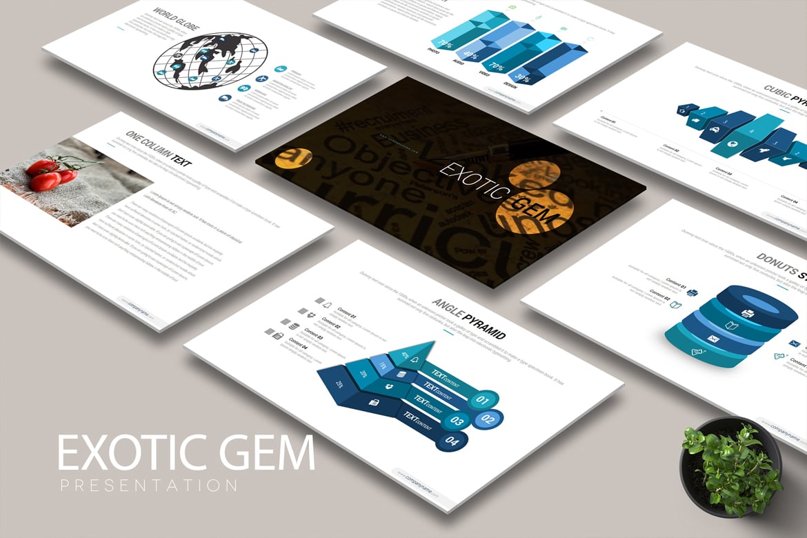 Template Presentasi Powerpoint Gem Eksotis yang Menarik