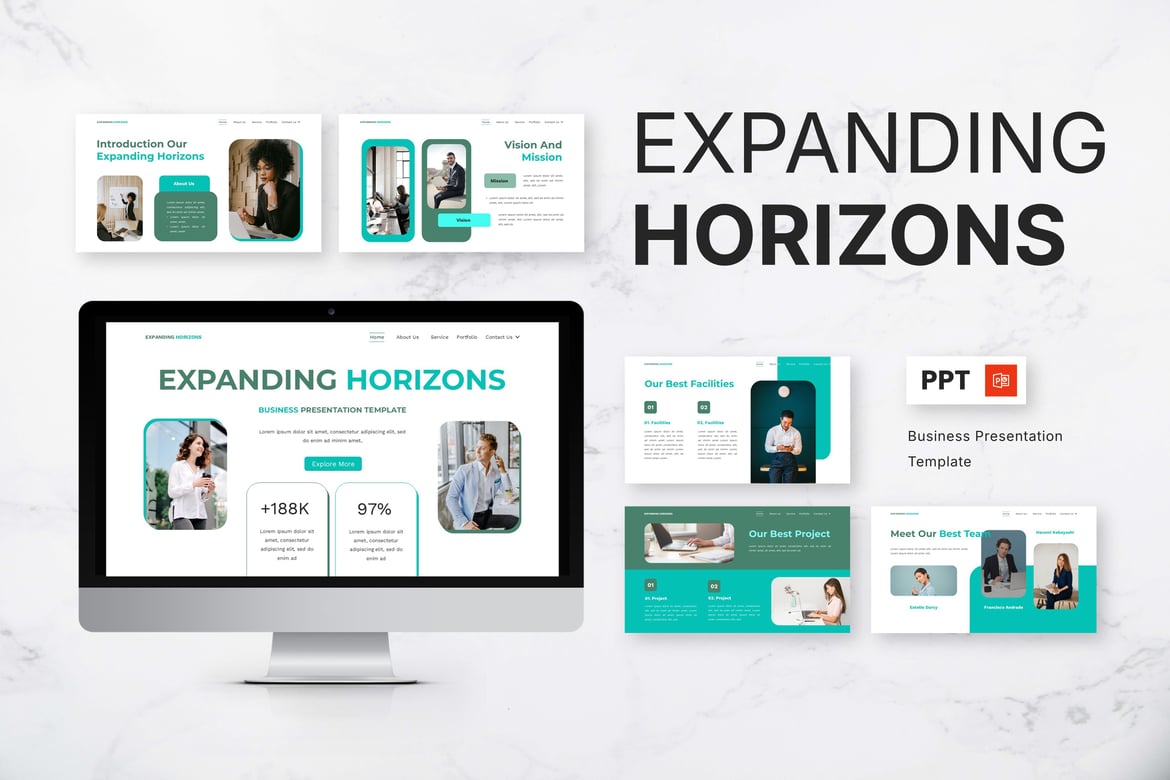 Template Presentasi PowerPoint Expanding Horizons yang Menginspirasi