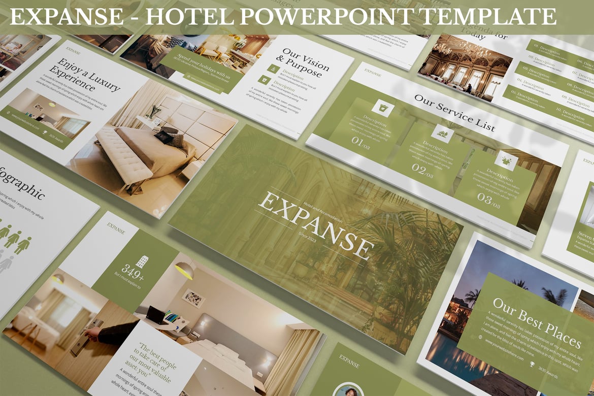 Template PowerPoint Hotel Expanse yang Menawan