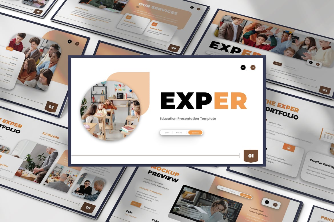 Template Presentasi PowerPoint Exper untuk Pendidikan dan Bisnis