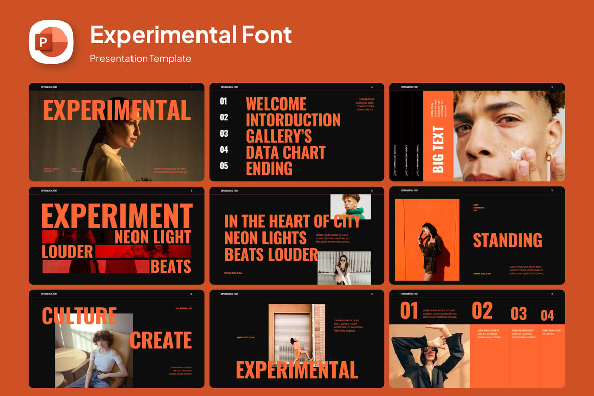 Template PowerPoint Tipografi Eksperimental yang Modern