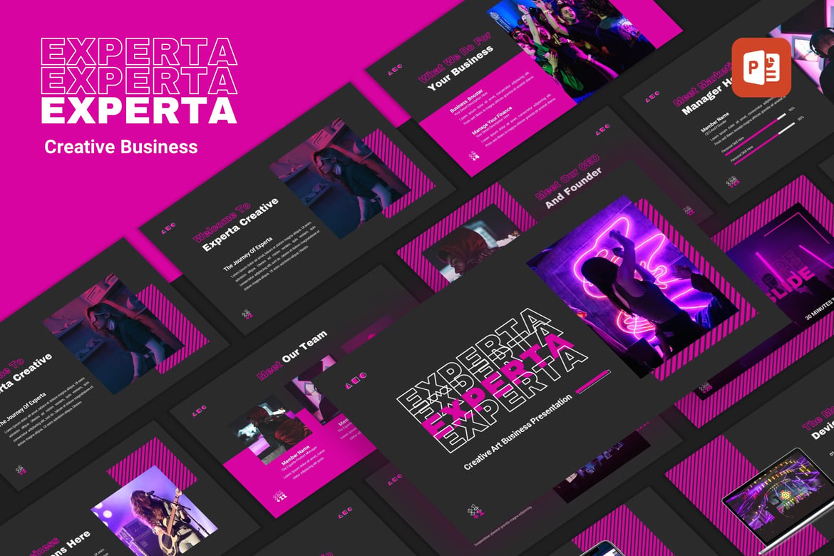 Template Presentasi PowerPoint Kreatif Experta
