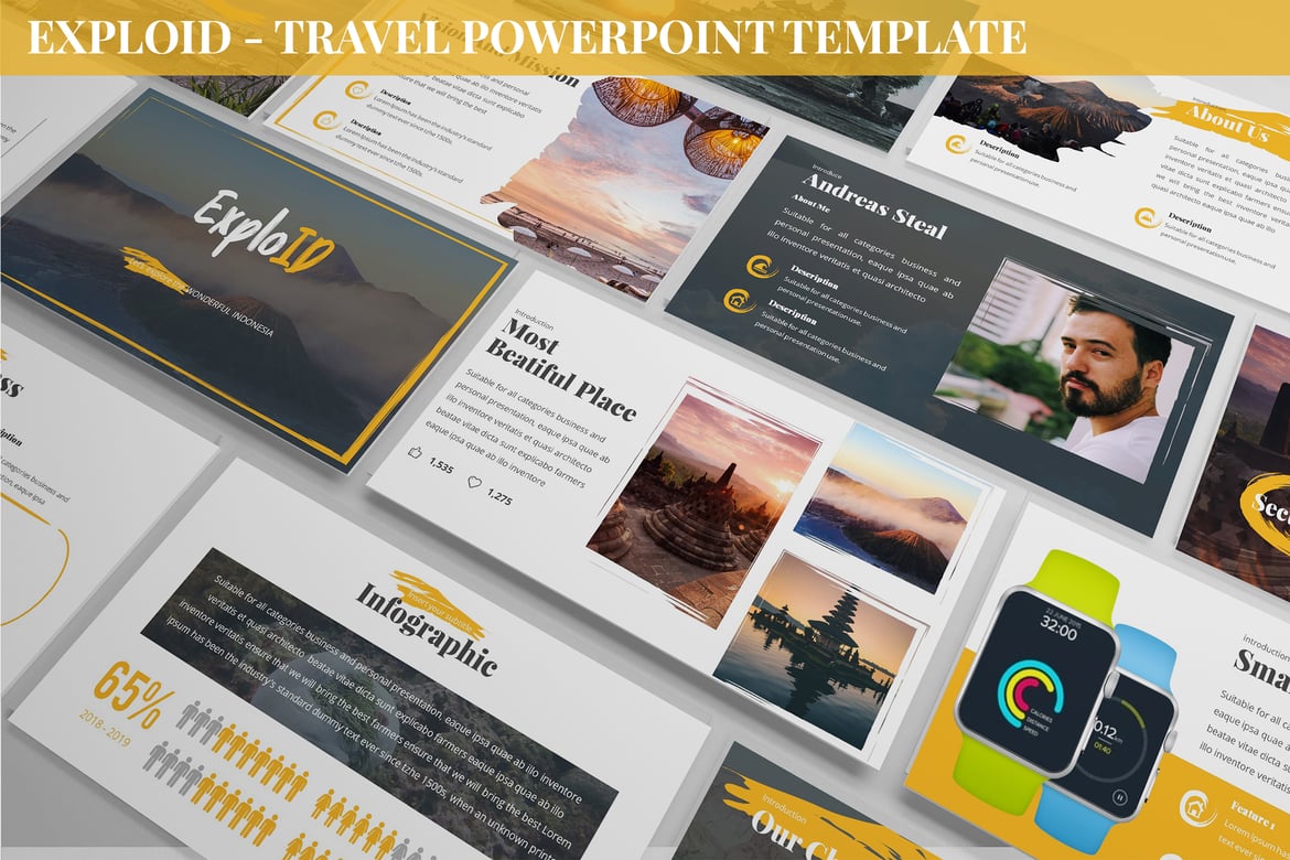 Exploid - Template Powerpoint Perjalanan yang Modern dan Kreatif