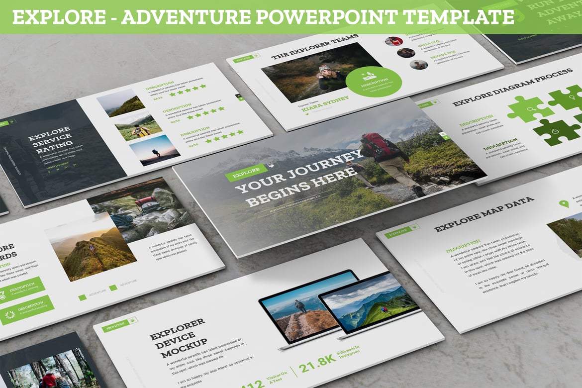 Template Powerpoint Petualangan yang Modern dan Sederhana