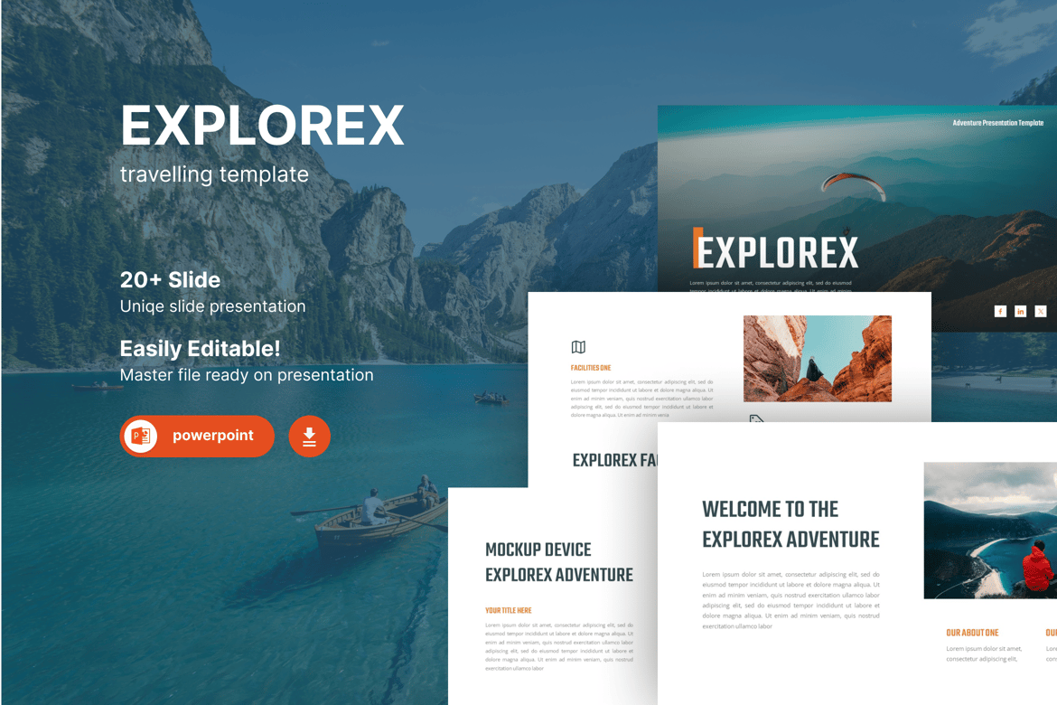Template Presentasi Petualangan Explorex yang Menarik