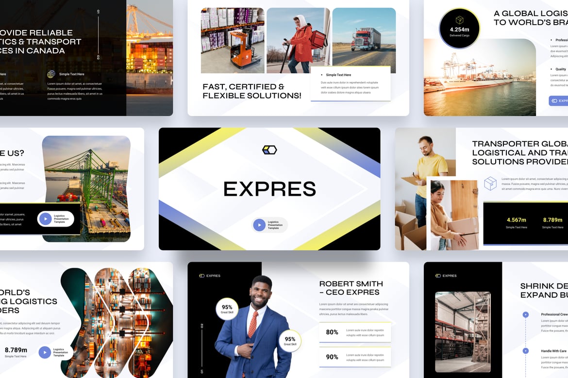 Template PowerPoint Logistik Expres yang Menarik dan Profesional