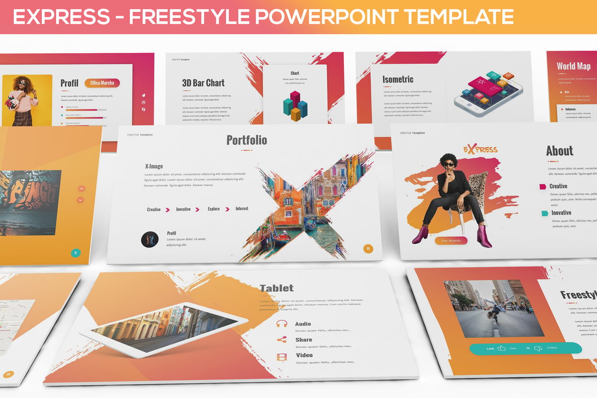 Template Powerpoint Freestyle Express yang Kreatif dan Menarik