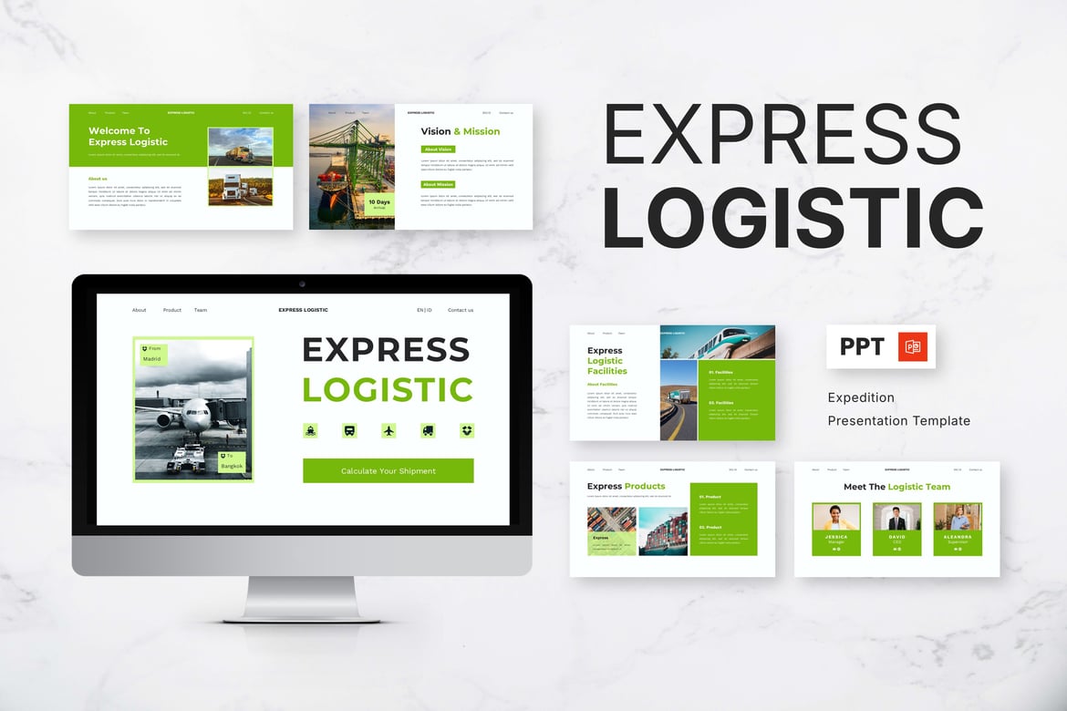 Template Presentasi Powerpoint Ekspres Logistik yang Menarik