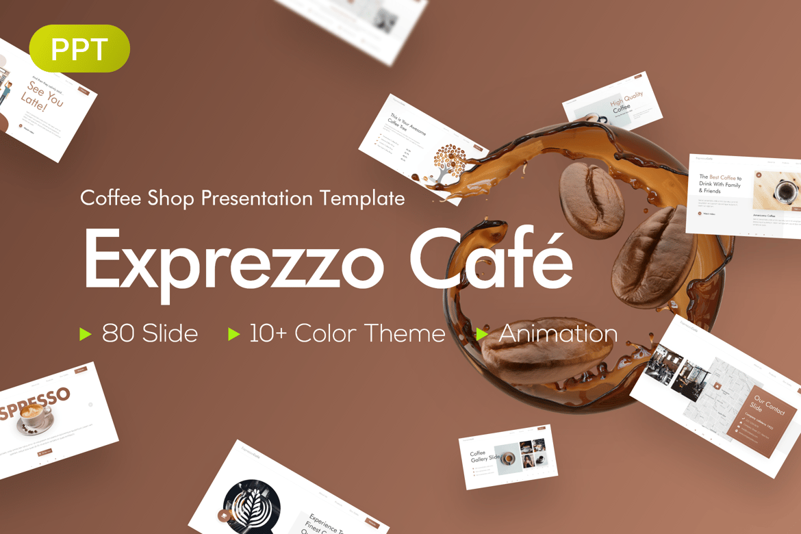 Template Presentasi PowerPoint Exprezzo Cafe yang Menawan