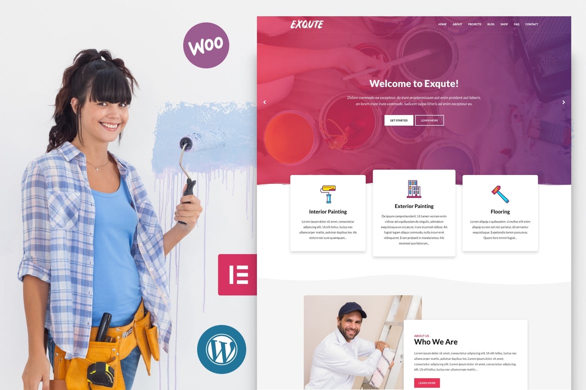 Exqute - Tema WordPress Profesional untuk Perusahaan Cat dan Jasa Terkait