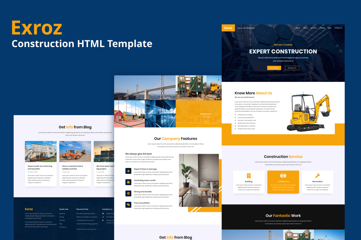 Exroz - Template Website Konstruksi Modern