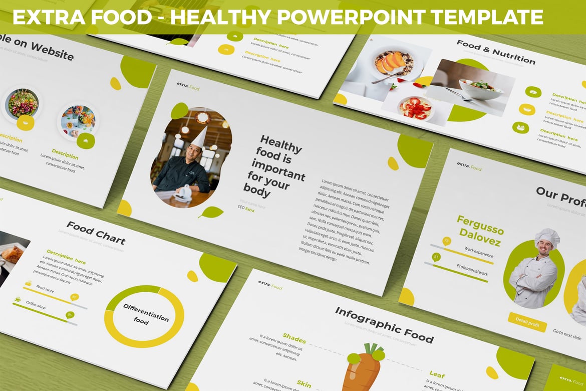Template Presentasi Powerpoint Extra Food yang Sehat dan Menarik