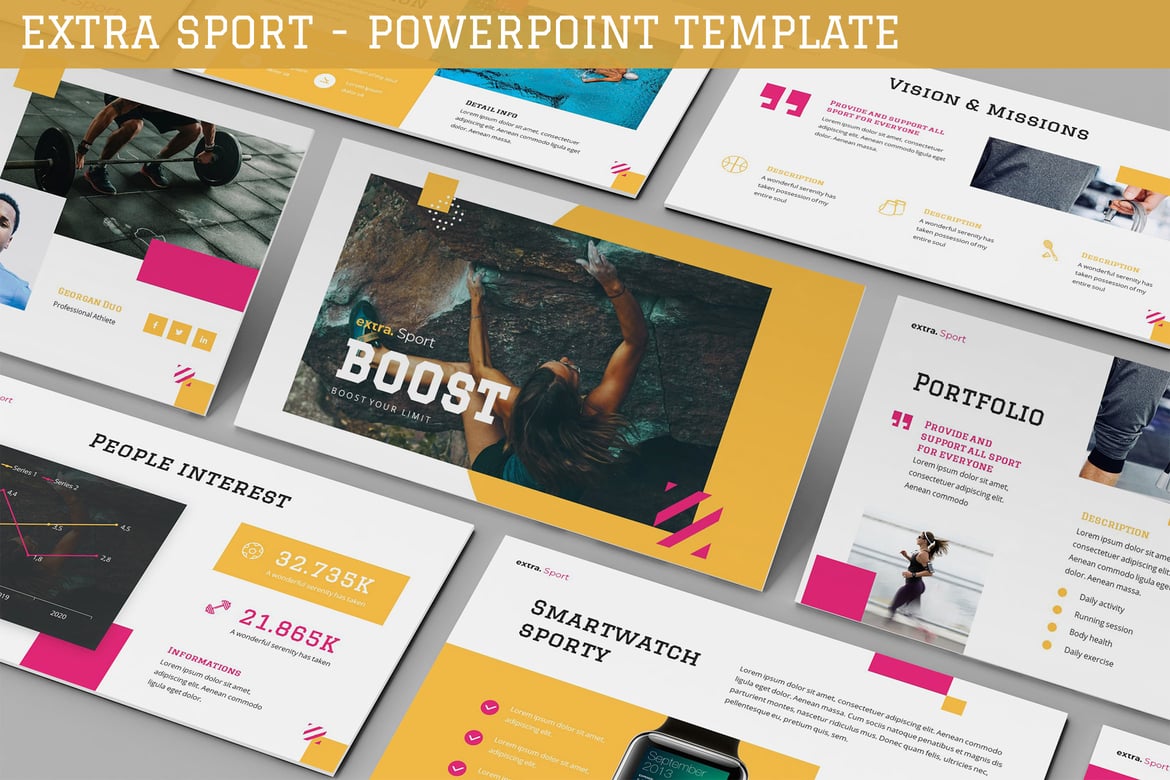 Template Presentasi Powerpoint Olahraga Modern dan Berani