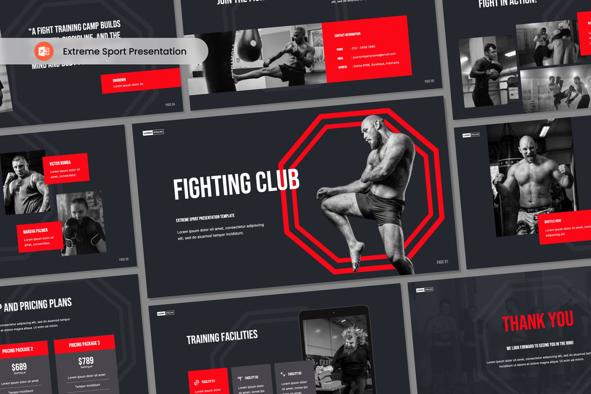 Template PowerPoint Olahraga Ekstrem yang Menarik dan Profesional