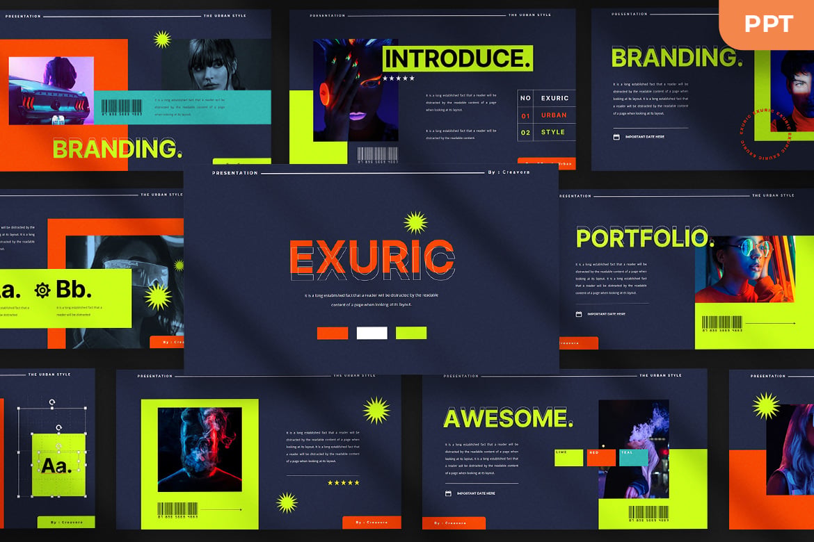 Template Presentasi PowerPoint Exuric yang Modern dan Elegan