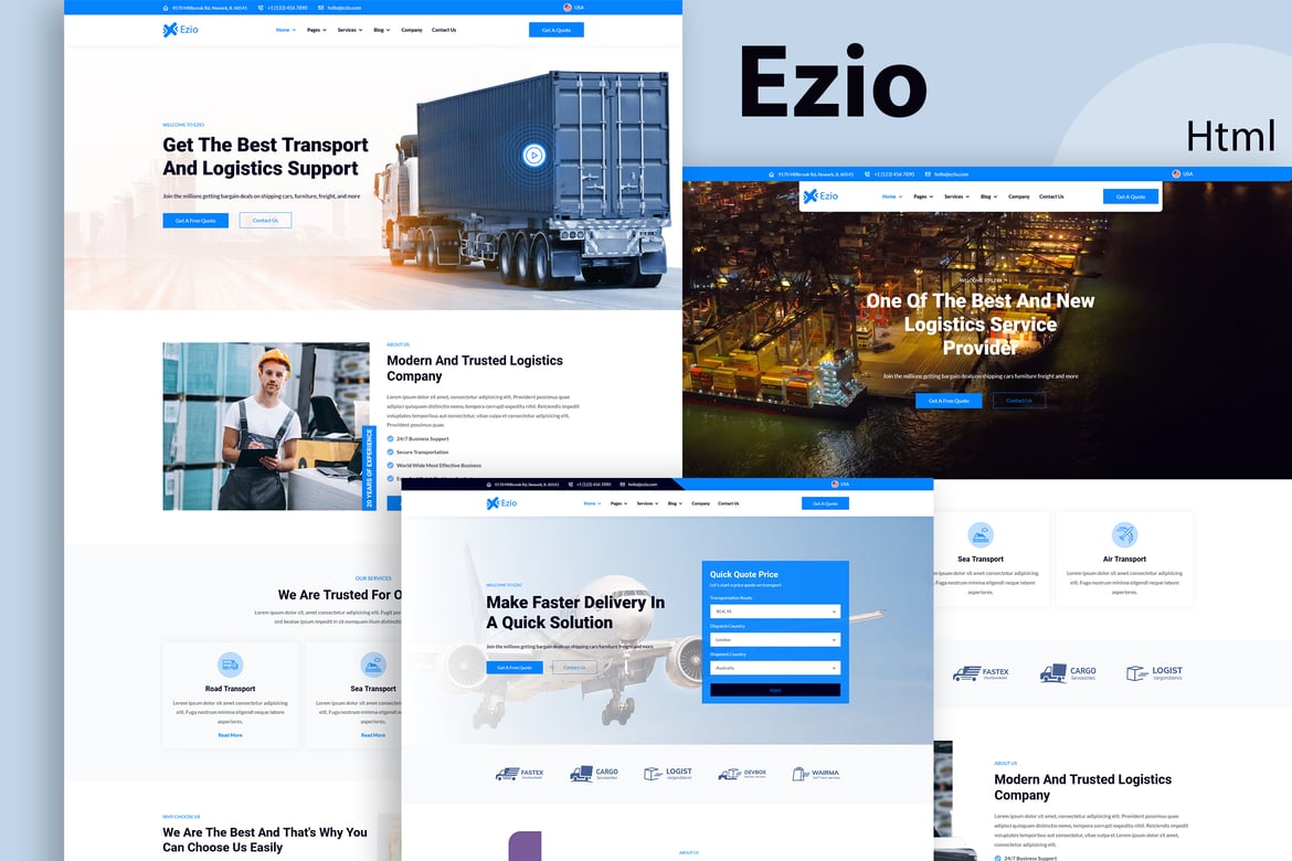 Ezio - Template Website Transportasi & Logistik Modern