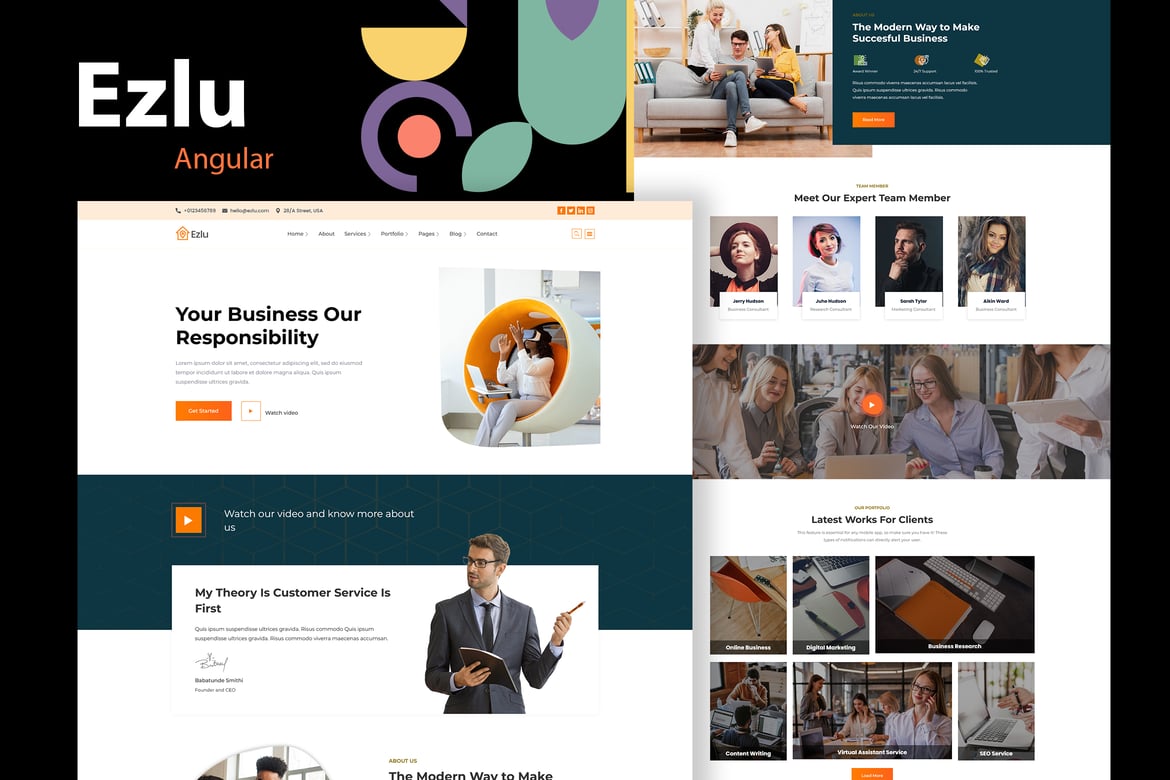 Ezlu - Template Website Konsultasi Bisnis Angular 13 Terbaik