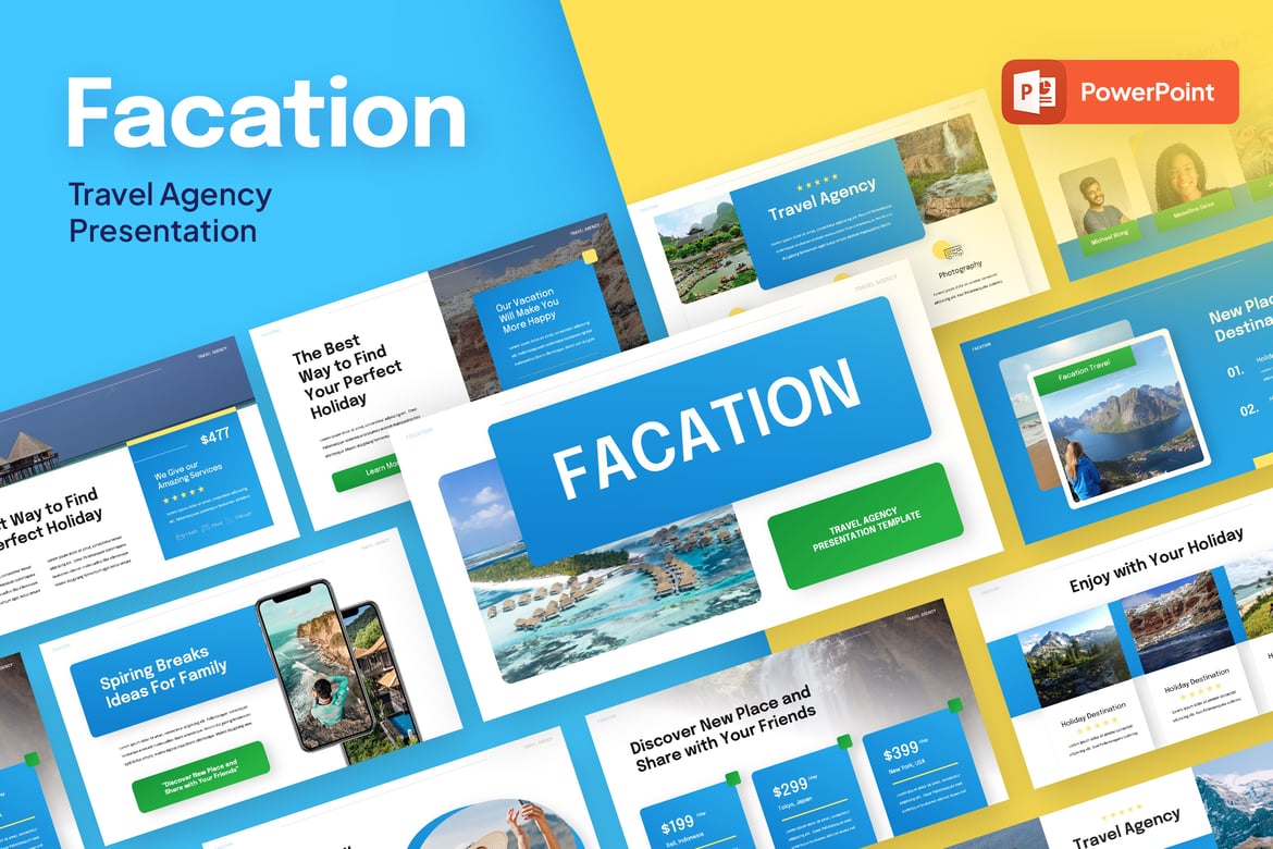Facation - Template Powerpoint Perjalanan yang Menarik